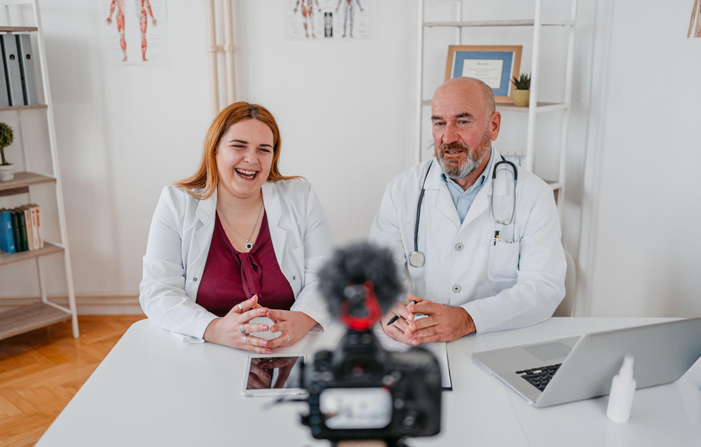 two doctors recording a video